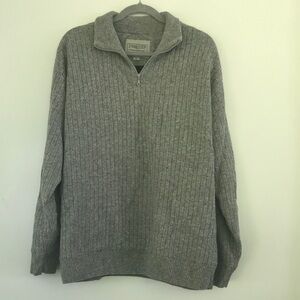 ProQuip Men's Half-Zip Ribbed Lined Golf Sweater - Gray Large